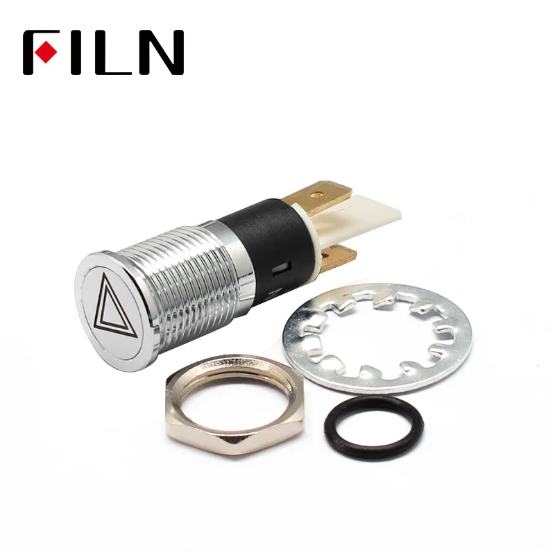 FILN 14MM Metal Symbol Indicator Light 12V R/G/Y/B/W LED light