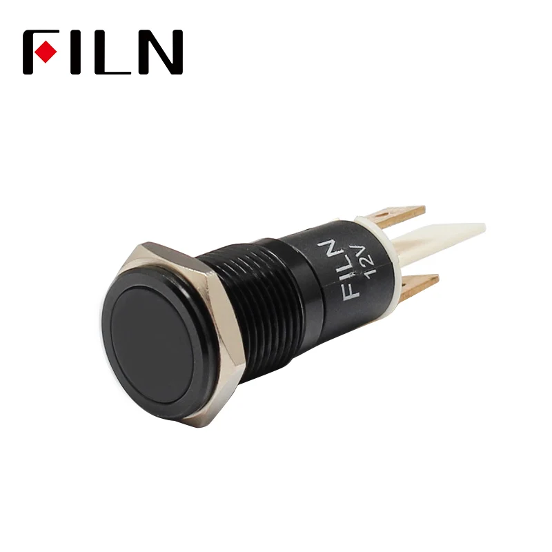 FILN 14MM Metal Symbol Indicator Light 12V R/G/Y/B/W LED light