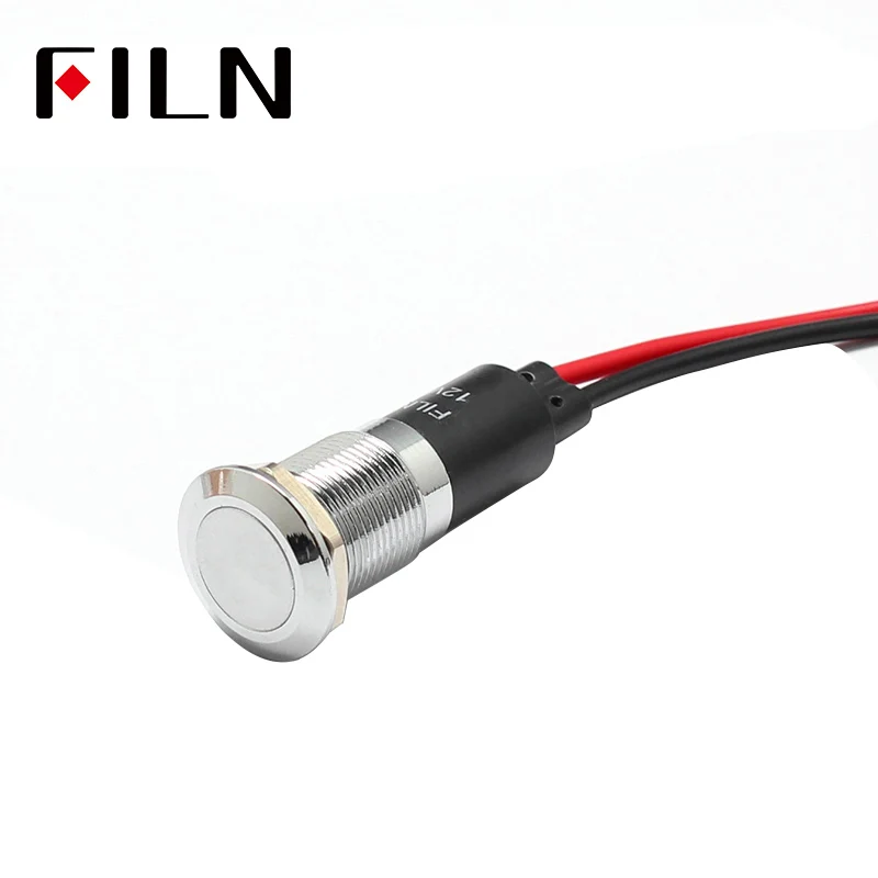 FILN 14MM Metal Symbol Indicator Light 12V R/G/Y/B/W LED light