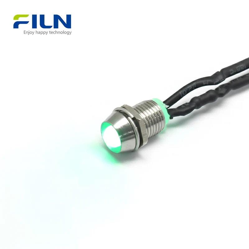 FILN 6MM Green LED Indicator Light MINI Indicating Lamp 12-24V