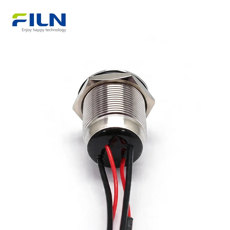 Latching Push Button Switch 20A High Current Stainless Steel 4-Pin Wire Lead for Industrial Control FILN