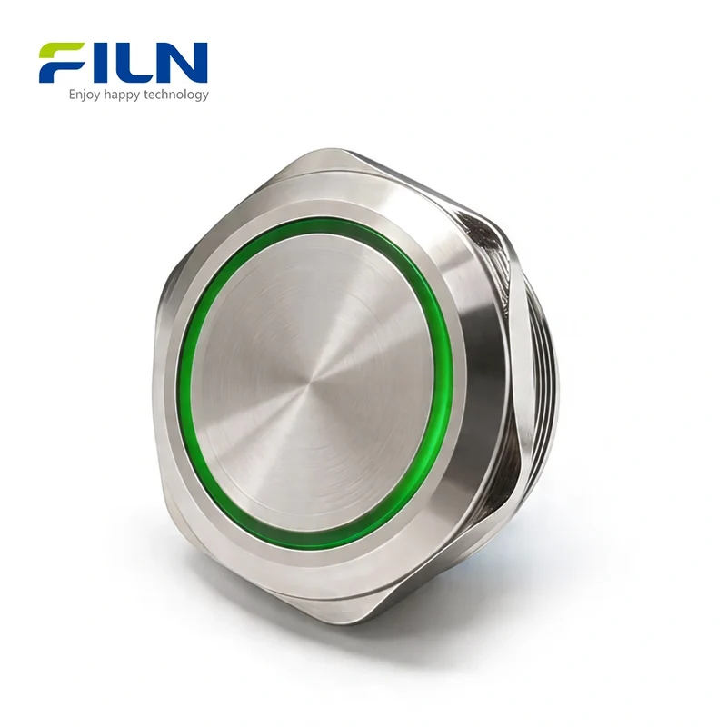 Big Push Button Switch 40mm Metal 5-Pin 3-220V Ring LED Indicator Momentary/Latching FILN