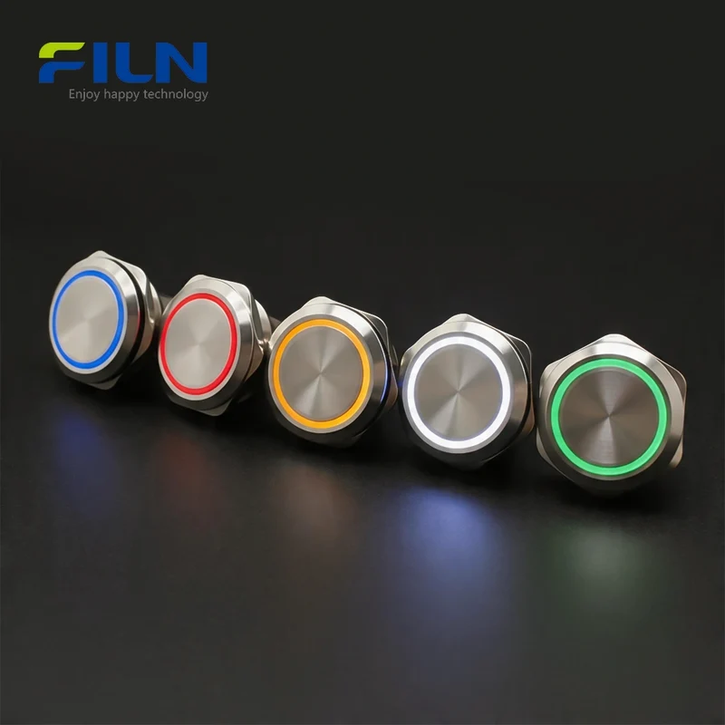 Big Push Button Switch 40mm Metal 5-Pin 3-220V Ring LED Indicator Momentary/Latching FILN