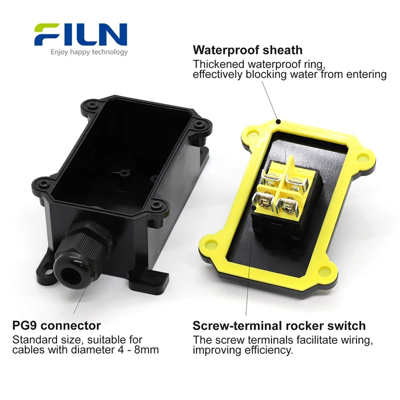 Waterproof Inline Switch 30A High Current Switch IP65 KCD4 Rocker Switch | FILN
