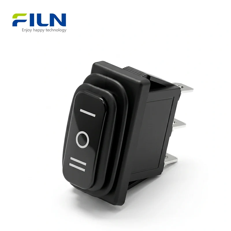 3 Way Rocker Switches No Light Black KCD3 3-Pin ON-OFF-ON Rocker Switch FILN