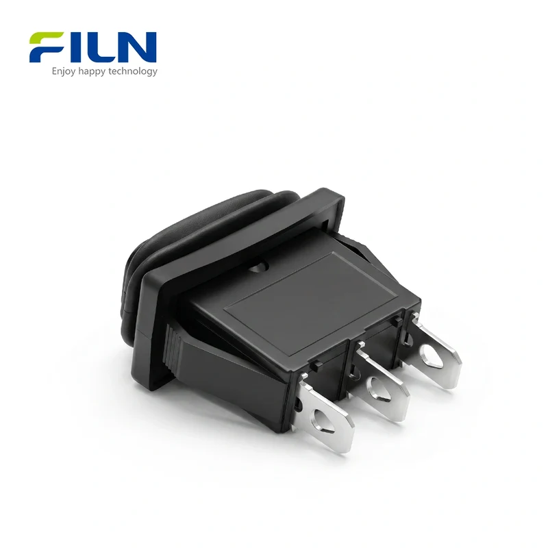 3 Way Rocker Switches No Light Black KCD3 3-Pin ON-OFF-ON Rocker Switch FILN