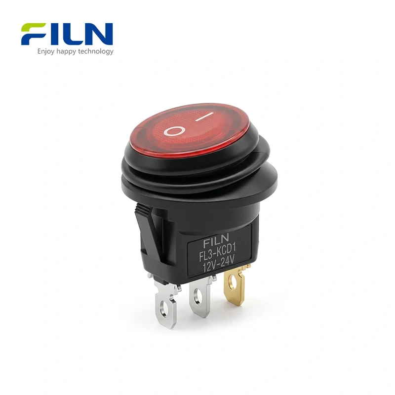 Round Rocker Switch KCD1 3-Pin ON-OFF Waterproof witch LED Light 5V-220v Rocker Switch FILN