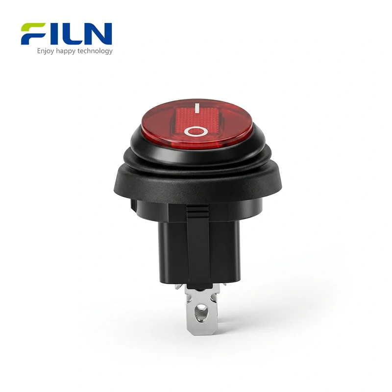 Round Rocker Switch KCD1 3-Pin ON-OFF Waterproof witch LED Light 5V-220v Rocker Switch FILN
