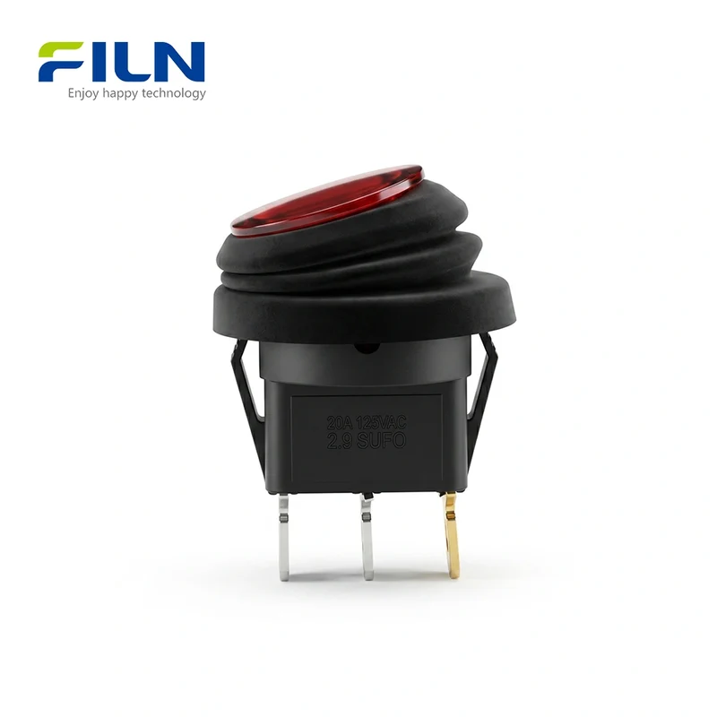 Round Rocker Switch KCD1 3-Pin ON-OFF Waterproof witch LED Light 5V-220v Rocker Switch FILN