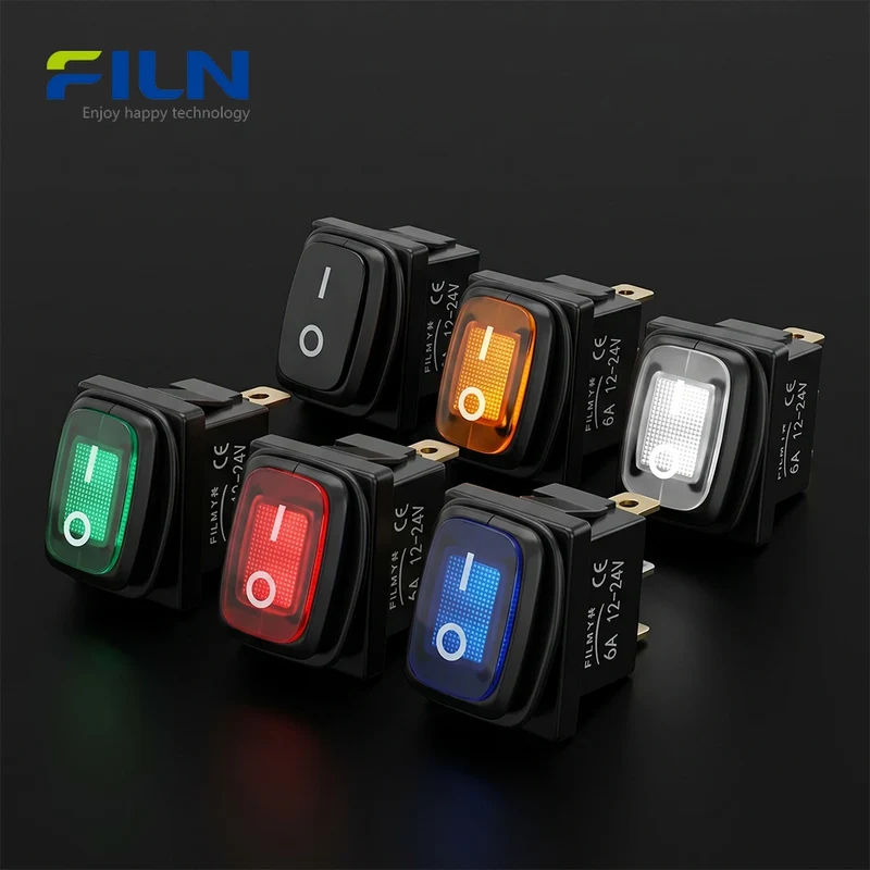 Lighted Rocker Switch KCD1 Switch with LED Light 3Pin ON-OFF PC/ABS UL CE FILN