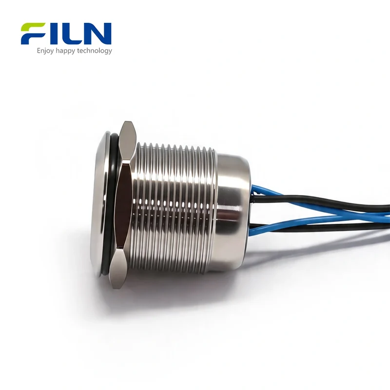 12 Volt Momentary Push Button Switch 22mm Metal Waterproof 15cm Pre-wired FILN