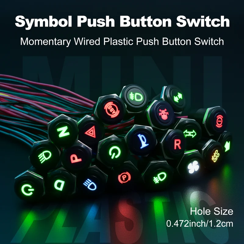 New 12MM Red Custom 12V Push Button Switches