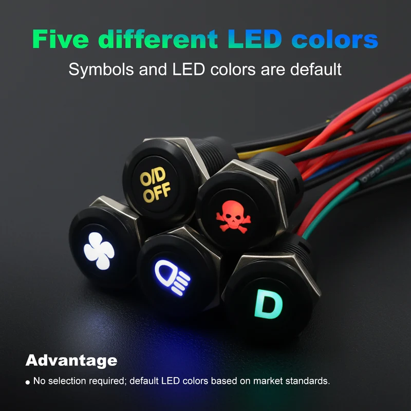 New 12MM Red Custom 12V Push Button Switches