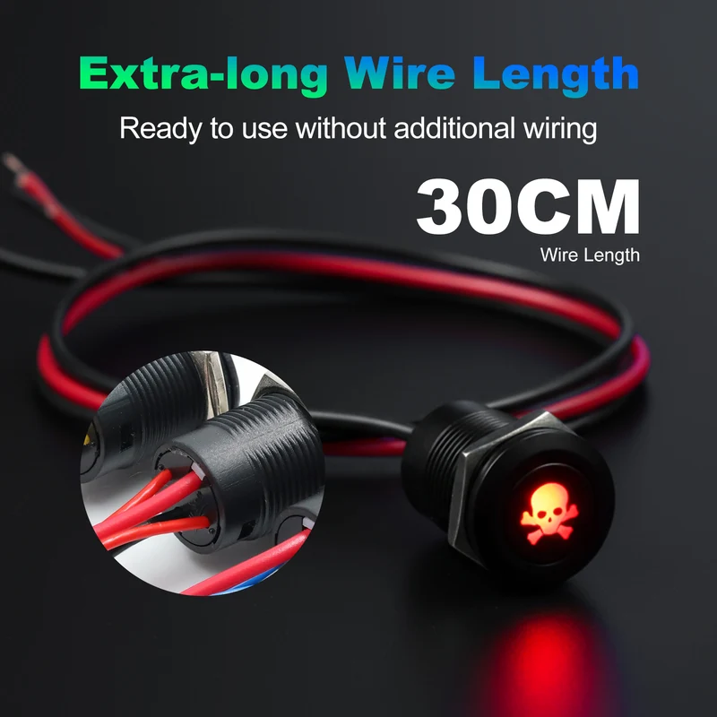 New 12MM Red Custom 12V Push Button Switches