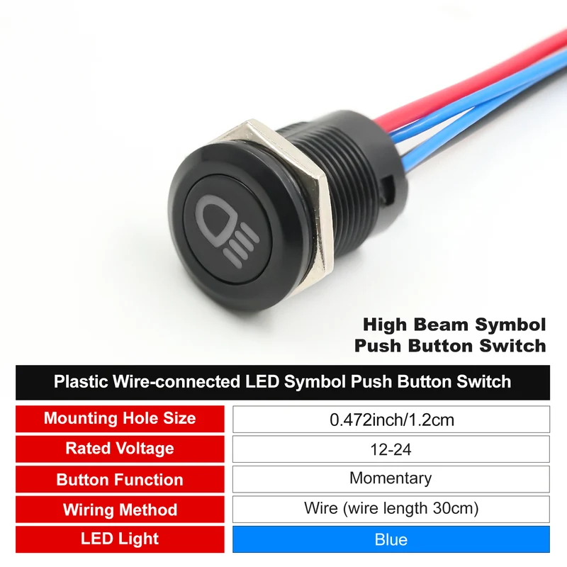 New 12MM Red Custom 12V Push Button Switches