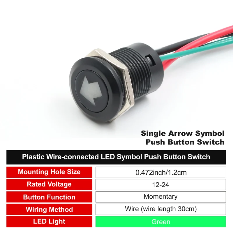 New 12MM Red Custom 12V Push Button Switches