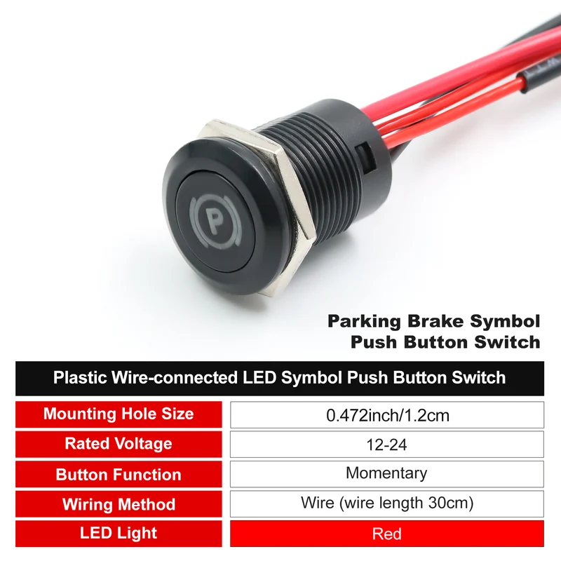 New 12MM Red Custom 12V Push Button Switches