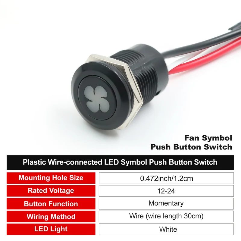 New 12MM Red Custom 12V Push Button Switches