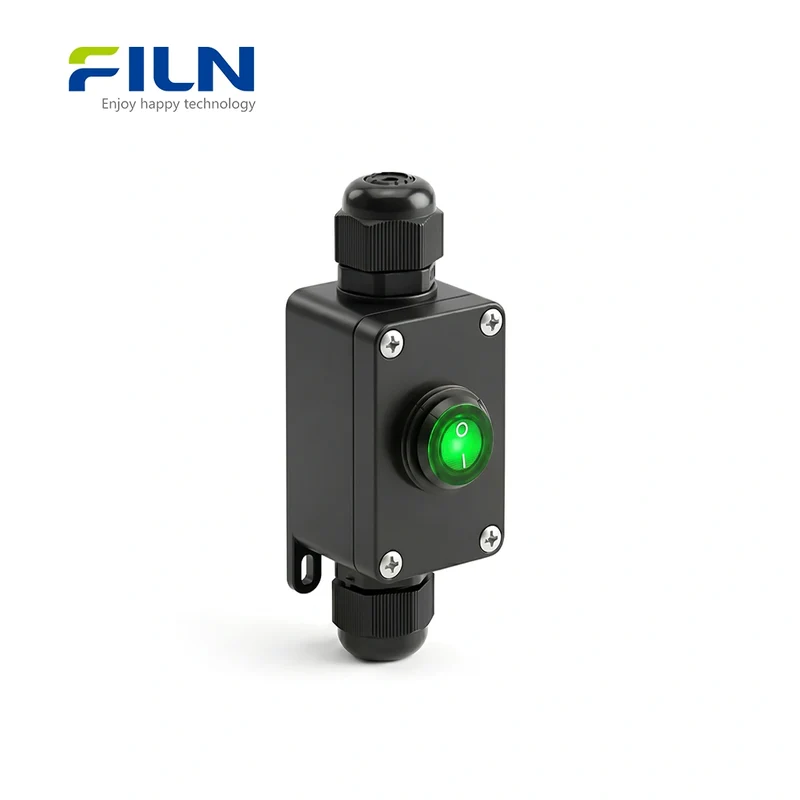 Small Electrical Junction Box Round KCD1 Rocker Switch PA66 Waterproof FILN UL CE Certified
