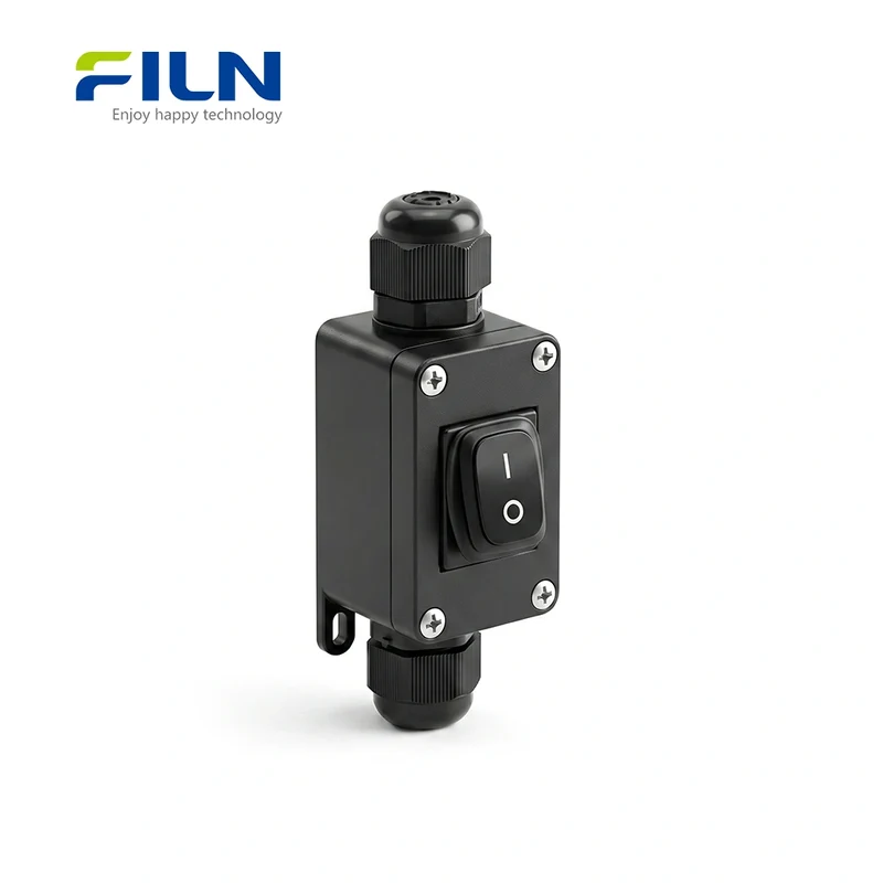 Small Junction Box IP65 Waterproof with KCD1 LED Rocker Switch 3PIN Terminal - FILN Custom