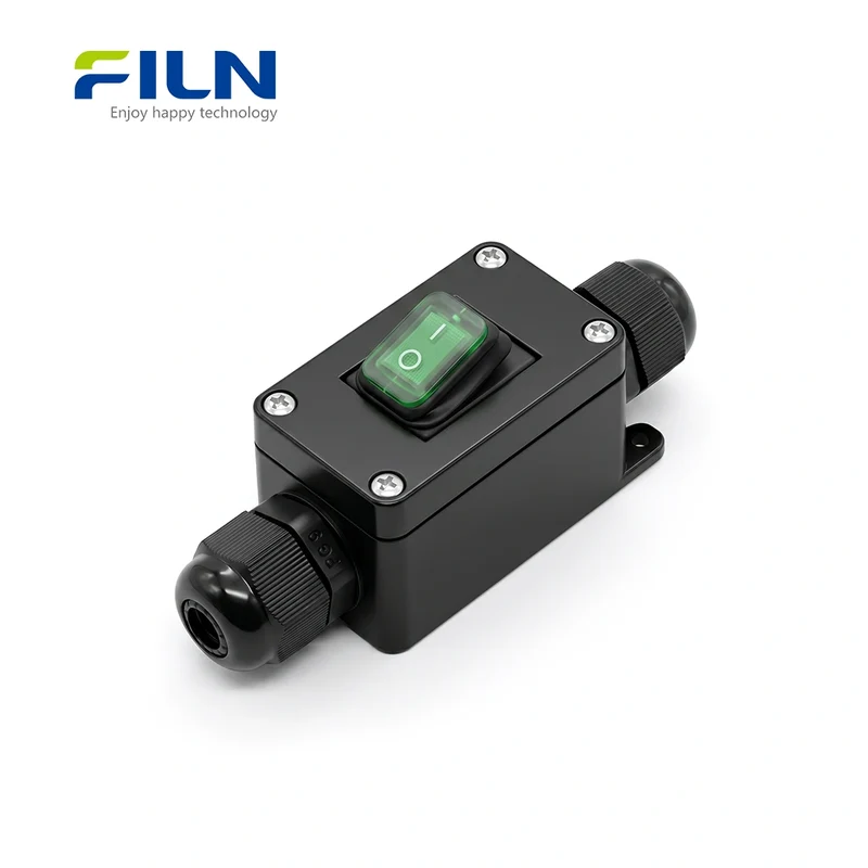 Small Junction Box IP65 Waterproof with KCD1 LED Rocker Switch 3PIN Terminal - FILN Custom
