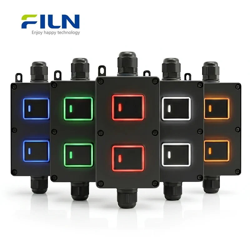 30A Watertight Junction Box PC Material 4 Pin Waterproof Rocker Switch FILN