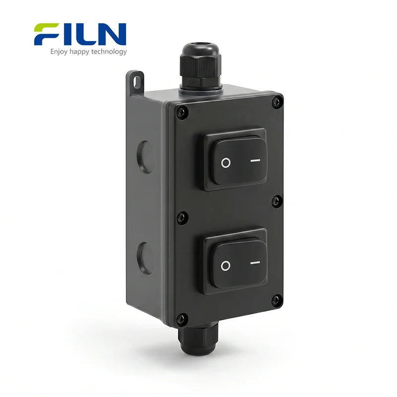 KCD4 Rocker Switch Junction Box IP65 Waterproof 30A 2-Gang Waterproof Switch Box FILN