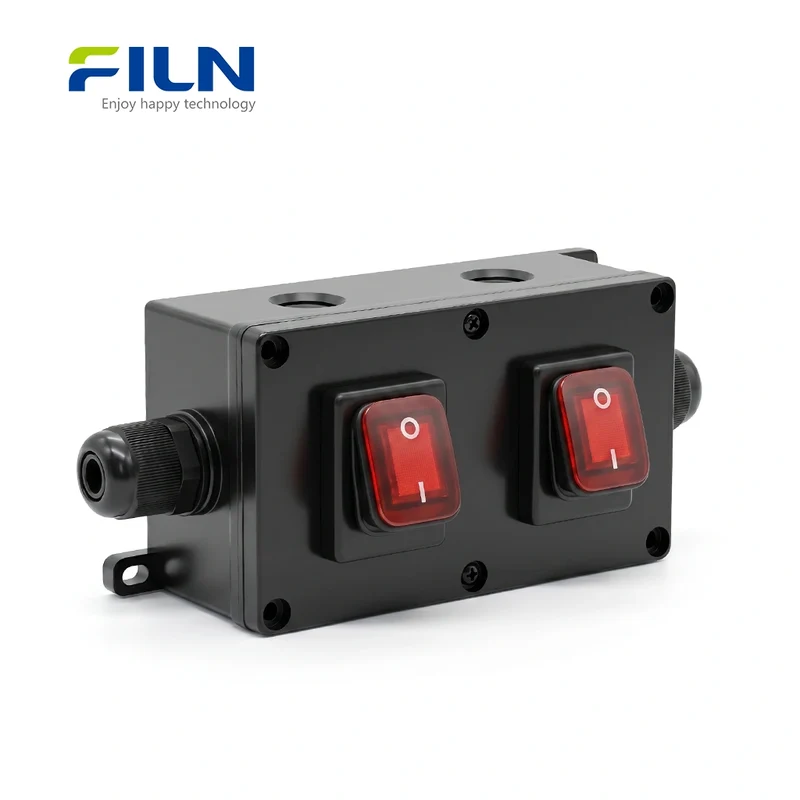 KCD4 Rocker Switch Junction Box IP65 Waterproof 30A 2-Gang Waterproof Switch Box FILN