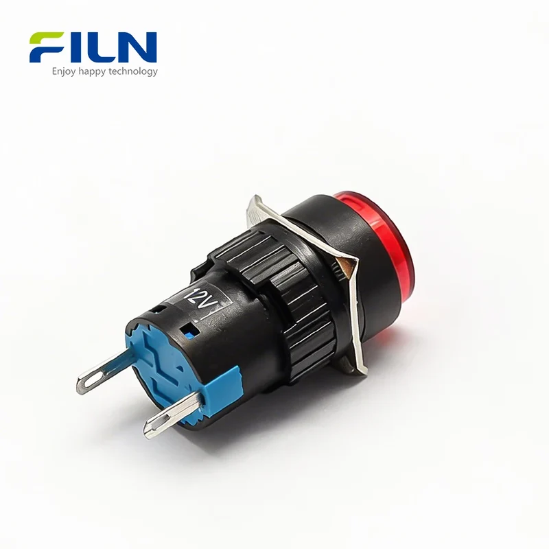 16mm PA66 Plastic 110V Indicator Light Round High Head 2-Pin Terminal FILN