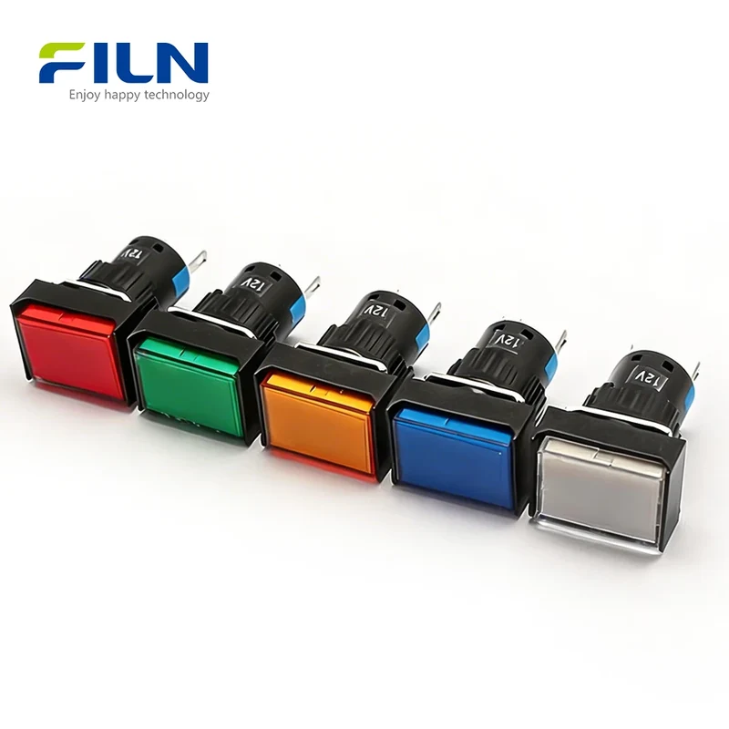 Plastic Green LED Pilot Light 220V 16mm Rectangular High Head Pin Terminal FILN