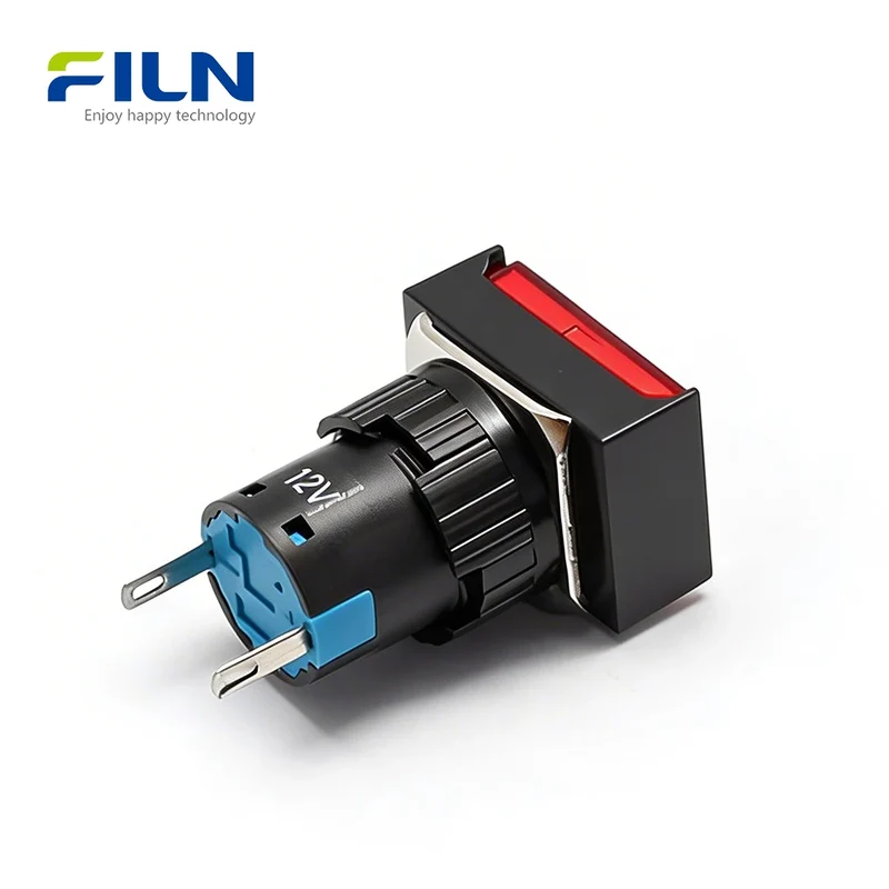 Plastic Green LED Pilot Light 220V 16mm Rectangular High Head Pin Terminal FILN
