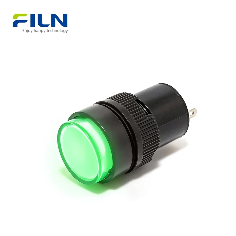 16mm Plastic 12 Volt LED Indicator Lights Pin Terminal Threaded Mount FILN