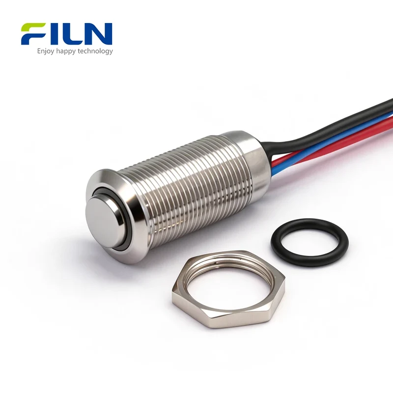 12mm Stainless Steel Push Button Motorcycle Switch LED Ring Momentary Latching 12-220V FILN