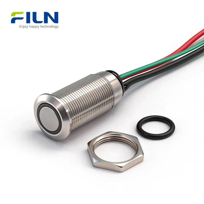 12V LED Push Button Switch 12mm Stainless Steel 15cm Pre-wired Momentary Switch FILN