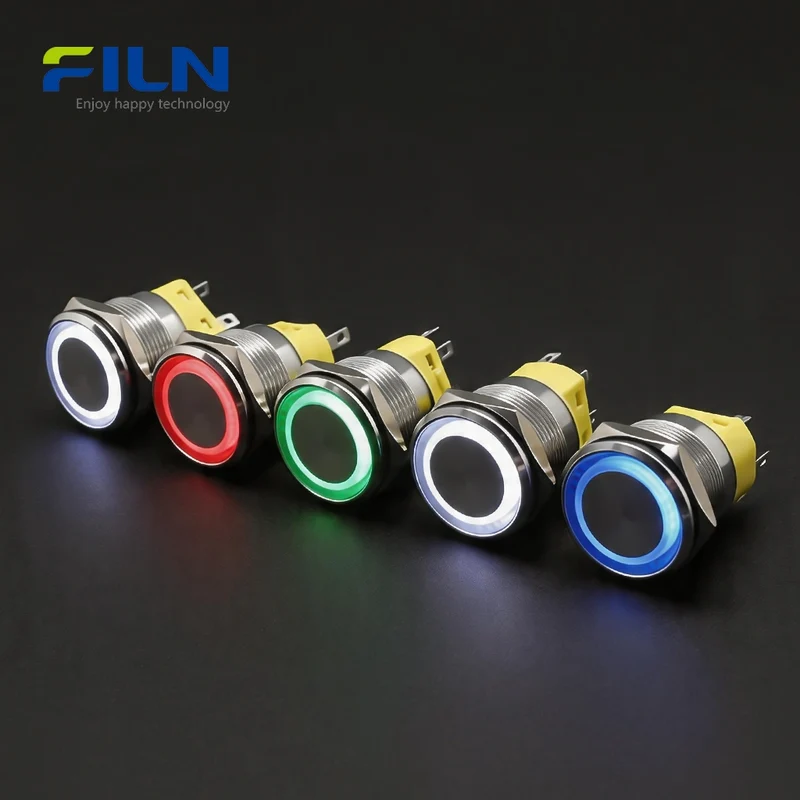 Latching & Momentary Push Button Switches 12-220V LED 5-Pin Wiring Industrial Control | FILN