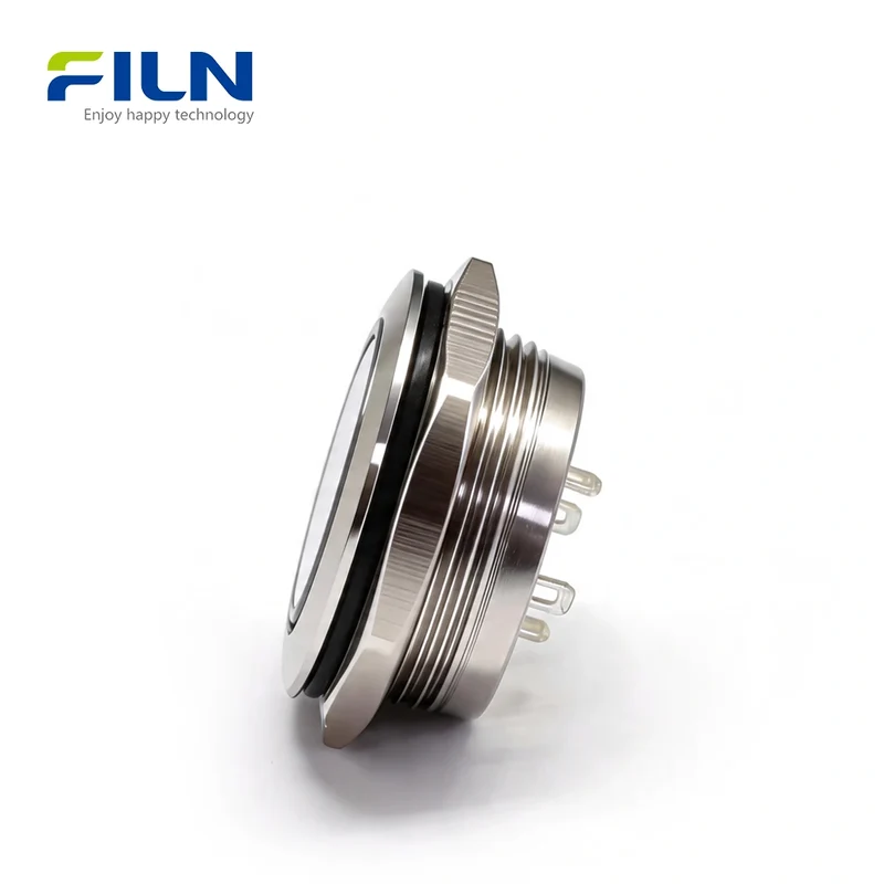 22mm Lighted Push Button Switch Ultra-short Body Momentary 4-Pin 12V-220V Metal FILN