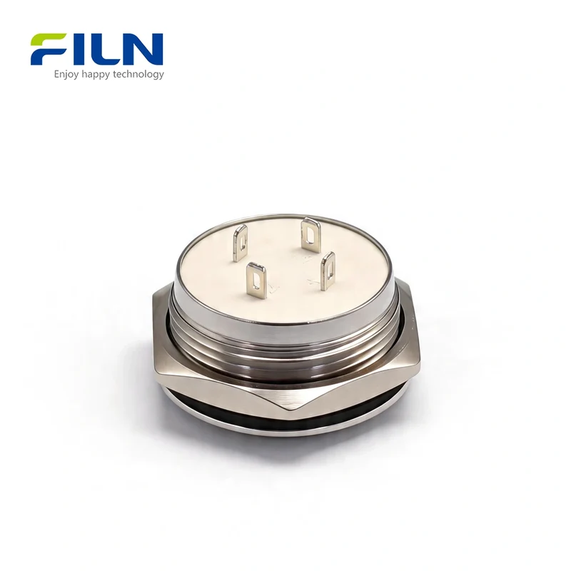 22mm Lighted Push Button Switch Ultra-short Body Momentary 4-Pin 12V-220V Metal FILN