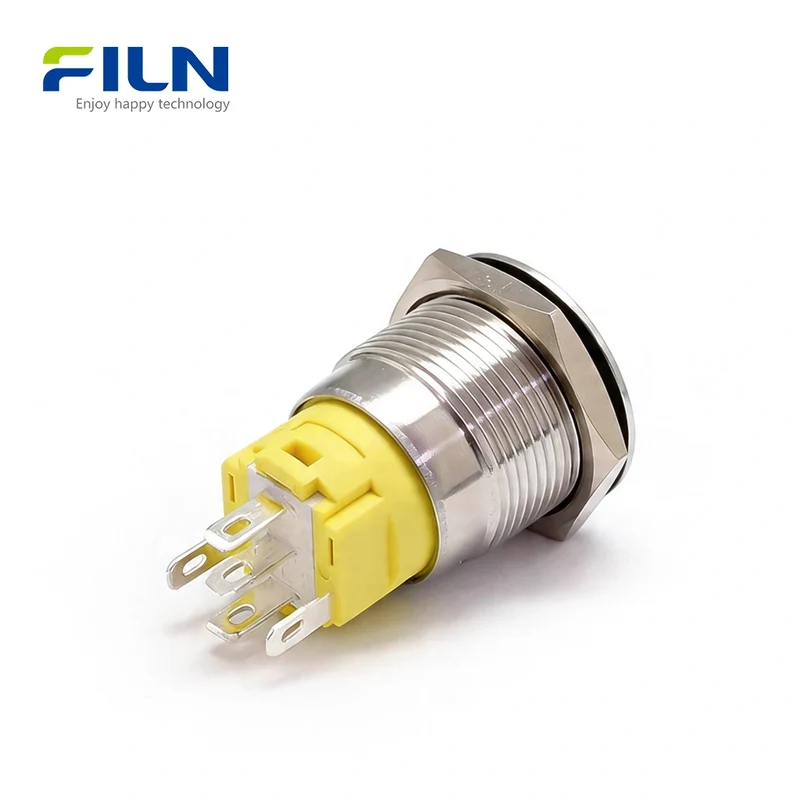 Illuminated Momentary Switch Push Button Stainless Steel 5-Pin LED Concave-head | FILN
