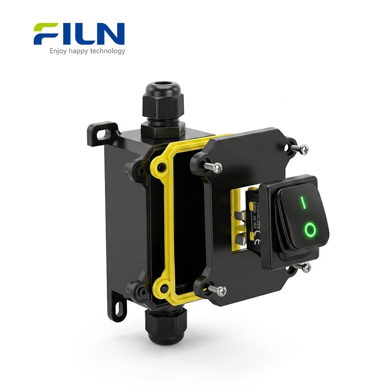Plastic Junction Box with KCD4 4-Pin 30A Waterproof Rocker Switch FILN Custom IP65