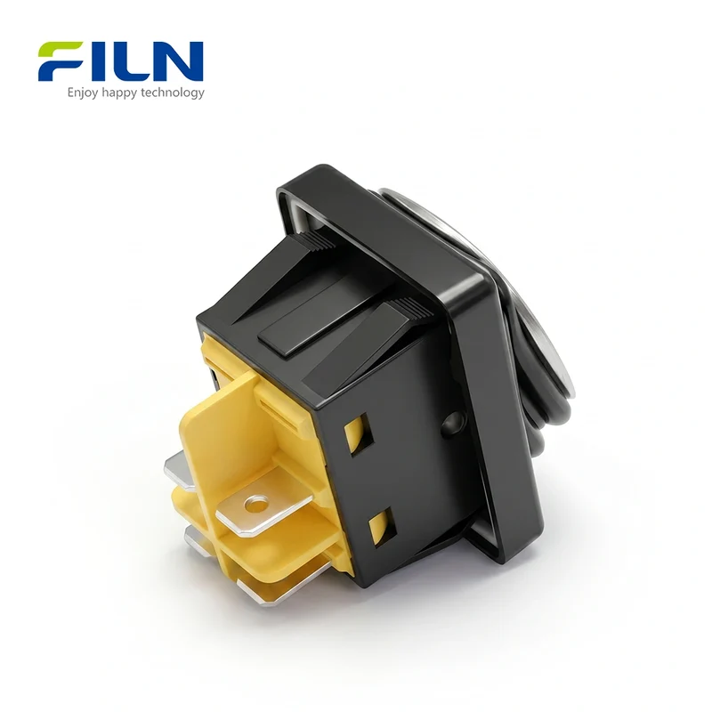 120V Rocker Switch Stainless Steel Surface DPST 4 Pin Waterproof KCD4 Rocker Switch FILN