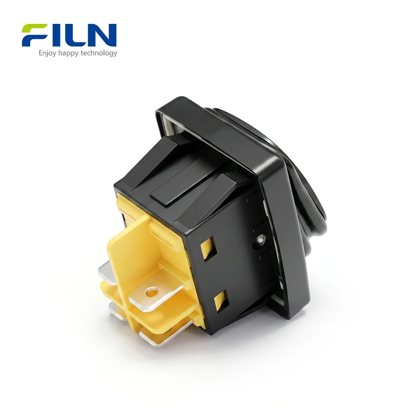 Rocker Switch DPST 30A 250VAC Waterproof KCD4 4-Pin Black Spray Finish Rocker Switch ON-OFF FILN