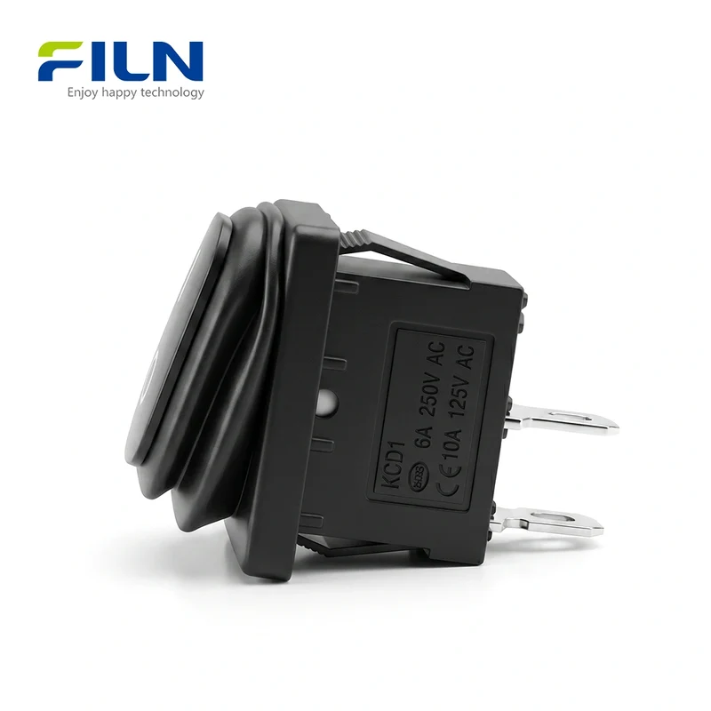 Black Rocker Switch KCD1 ON-OFF 2-Pin No Light Waterproof Rocker Switch