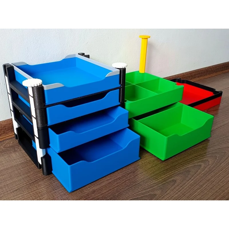 Système de rangement empilable avec bacs et tiroirs