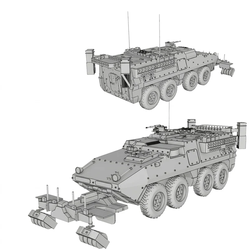 M1132 Stryker pansret køretøj med minerydningsskjold