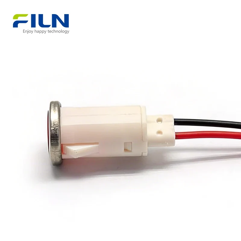 12.5mm PA66 Plastic Indicator Pilot Light Pre-wired Round Top Snap-in FILN