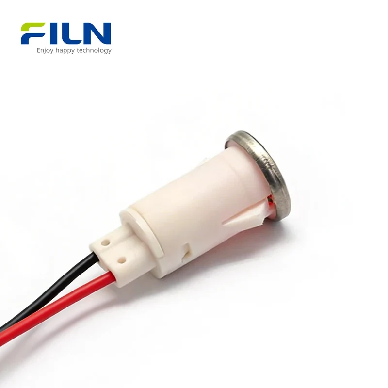 12.5mm PA66 Plastic Indicator Pilot Light Pre-wired Round Top Snap-in FILN