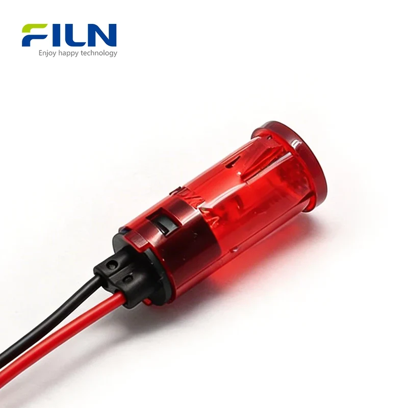 12.5mm PA66 Plastic Pilot LED Light Round Top Wire Lead Snap-in FILN