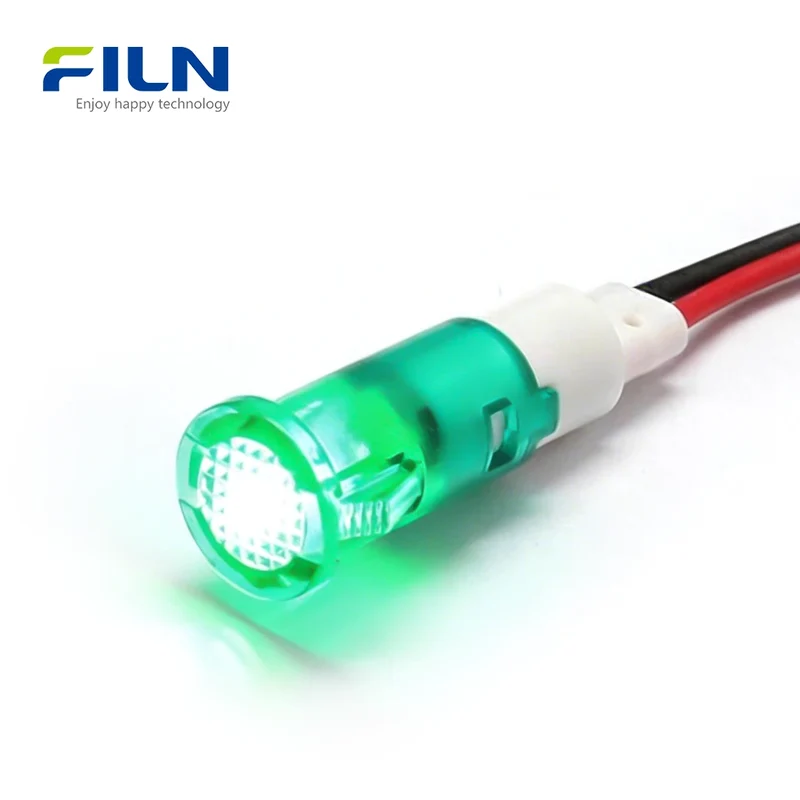 Pilot Light Indicator 220v 10mm Plastic Indicator Light Snap-in Panel Mount for FILN