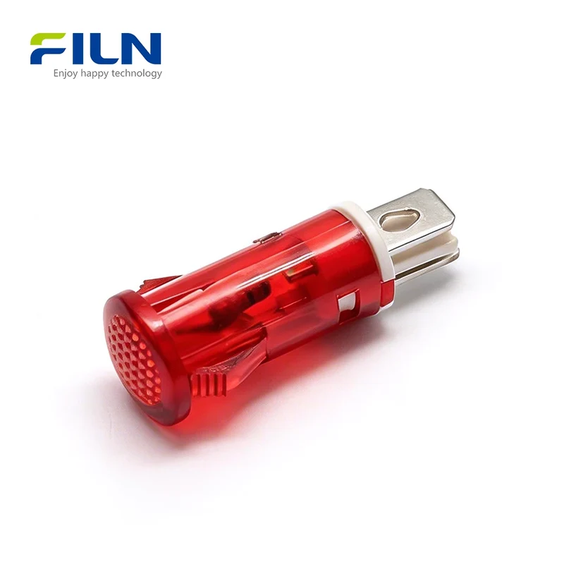 Plastic 10mm LED Indicator Lamp for Panels 12V 220V 2-Pin Snap-in FILN