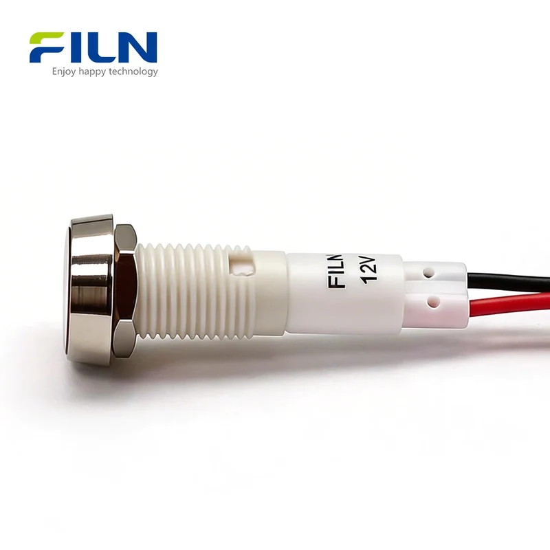 10mm Plastic Indicator Pilot Lamp 220V PA66 Wired Screw Mount FILN